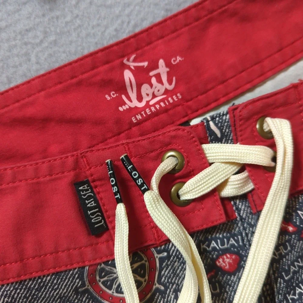 Lost Enterprises Lost At Sea Board Shorts Mens 33‎ Hula Girl Island Surf Trunks